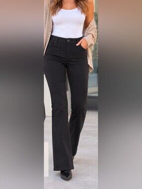 LCW Casual Black Bootcut Pants Size 42 Stretch Trouser Style